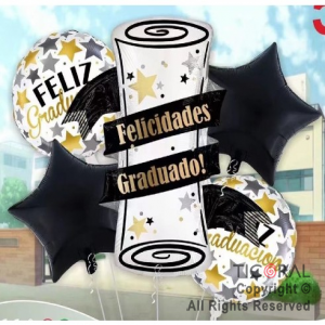 SET DE GLOBOS METALIZADO GRADUADO 5 UNIDADES X 1